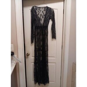 Long black lace dress / Swim suit cover / lingerie